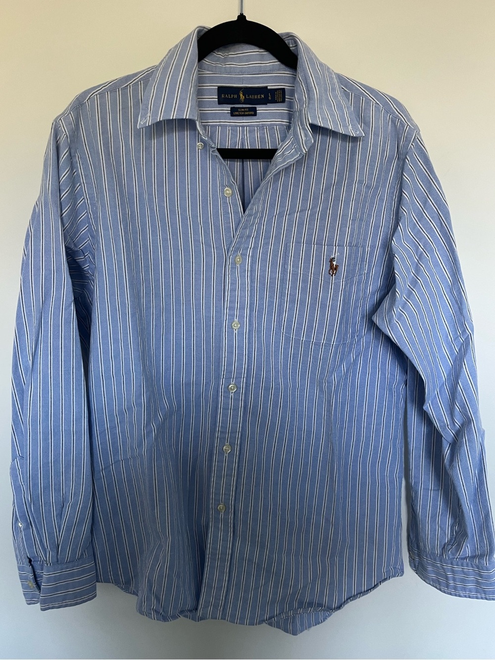 Ralph Lauren Light Blue & White Striped Cotton Dress Shirt